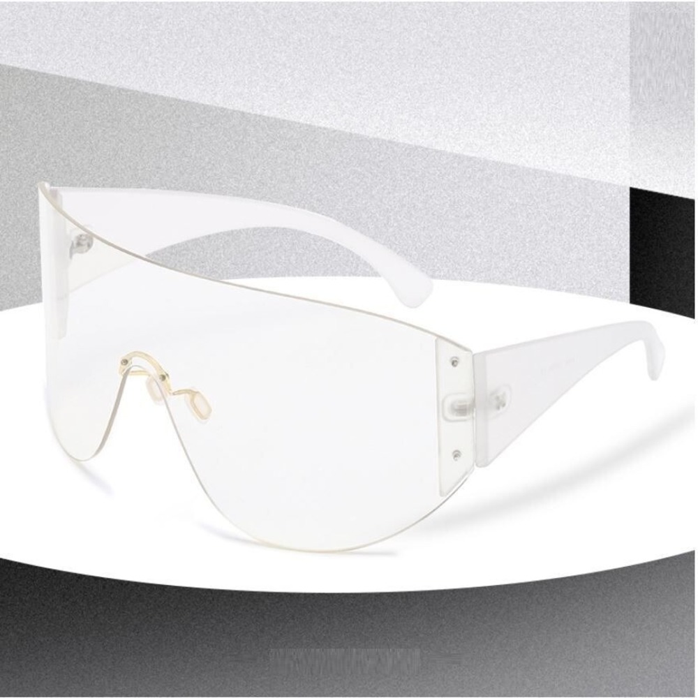 Rimless Oversized Flat Top Shield Sunglasses Women Style, 100% UV400 Protection